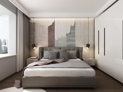 现代风格主卧3D模型下载